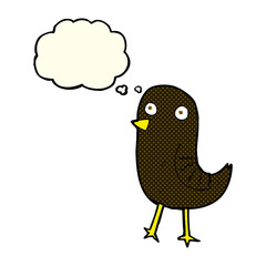 funny cartoon bird with thought bubble