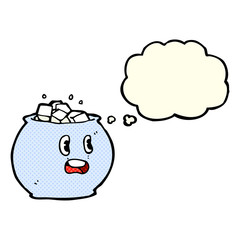 cartoon bowl of sugar with thought bubble
