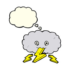 cartoon thundercloud with thought bubble