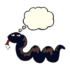 Fototapeta na wymiar cartoon snake with thought bubble