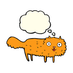 cartoon furry cat with thought bubble