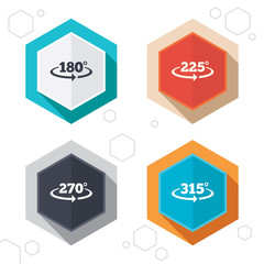 Angle degrees icons. Geometry math signs.