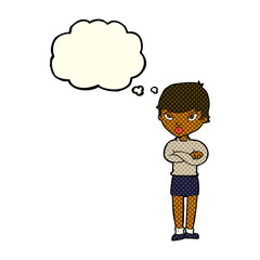 cartoon annoyed woman with thought bubble