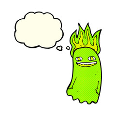 funny cartoon ghost with thought bubble