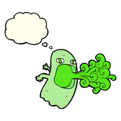 funny cartoon ghost with thought bubble