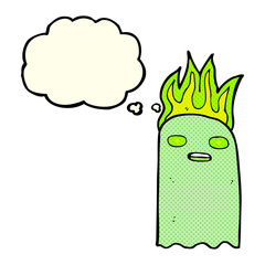 funny cartoon ghost with thought bubble