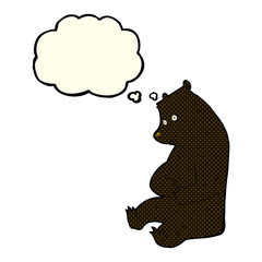 cartoon happy black bear with thought bubble