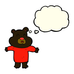 cartoon unhappy black bear  with thought bubble