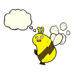 funny cartoon bee with thought bubble