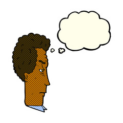 cartoon annoyed man with thought bubble