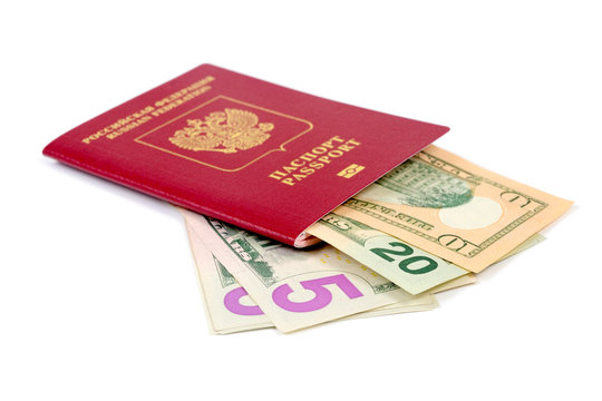 Passport and dollar bills 