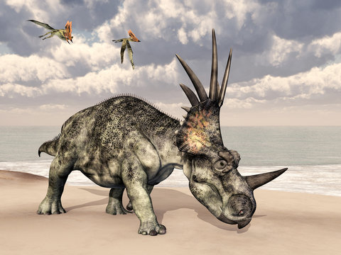 Styracosaurus and Thalassodromeus