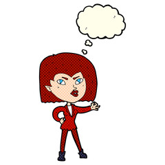 cartoon vampire girl with thought bubble