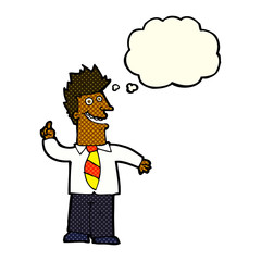 cartoon man with good idea with thought bubble