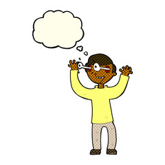 cartoon man with eyes popping out of head with thought bubble