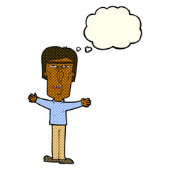 cartoon angry man with thought bubble