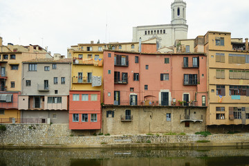 Obraz premium old city background, Girona, Spain