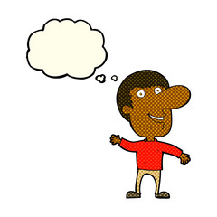 Obraz na płótnie Canvas cartoon waving man with thought bubble