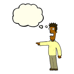 cartoon terrified man with thought bubble