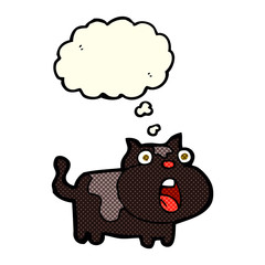 cartoon shocked cat with thought bubble