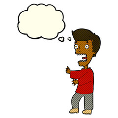 cartoon terrified man with thought bubble