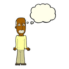 cartoon dad shrugging shoulders with thought bubble