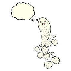 cartoon spooky ghost with thought bubble