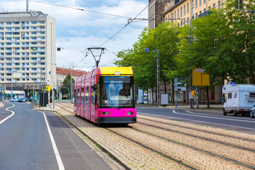Naklejka na ściany i meble Modern tram in Dresden