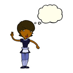 cartoon waitress taking order with thought bubble