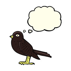 cartoon garden bird with thought bubble
