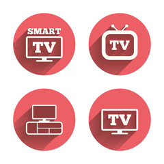 Smart TV mode icon. Retro television symbol.