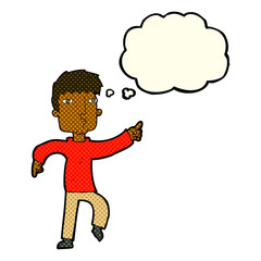 cartoon dancing man with thought bubble