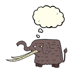 cartoon woolly mammoth with thought bubble