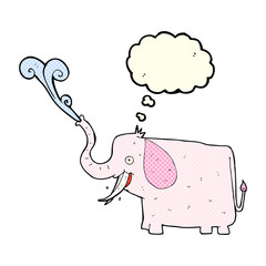 cartoon happy elephant with thought bubble