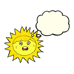 sun cartoon character with thought bubble