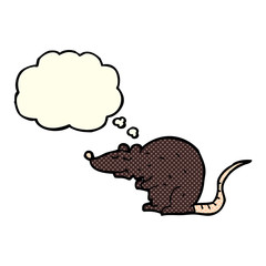 cartoon black rat with thought bubble