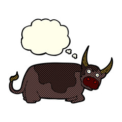 cartoon bull with thought bubble