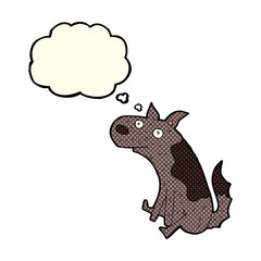 cartoon sitting dog with thought bubble