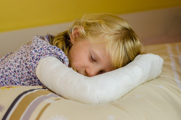 sleeping girl with bandage