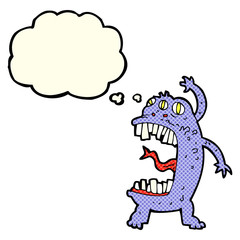 cartoon crazy monster with thought bubble