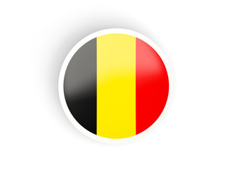 Fototapeta premium Round sticker with flag of belgium