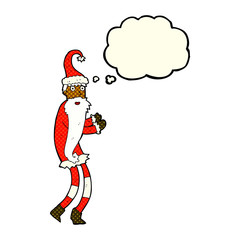 cartoon santa claus with thought bubble
