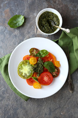 summer tomatoes with pesto