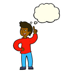 cartoon man with idea with thought bubble