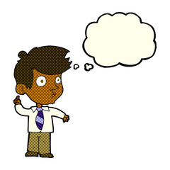 cartoon boy asking question with thought bubble