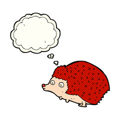 cartoon hedgehog with thought bubble