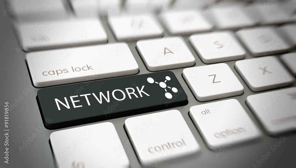 Poster online network concept with navigation button