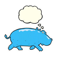 cartoon hippopotamus with thought bubble