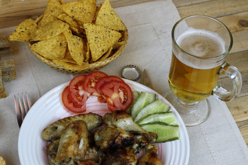 wings barbecue sauce vegetables