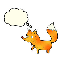 cartoon fox cub with thought bubble